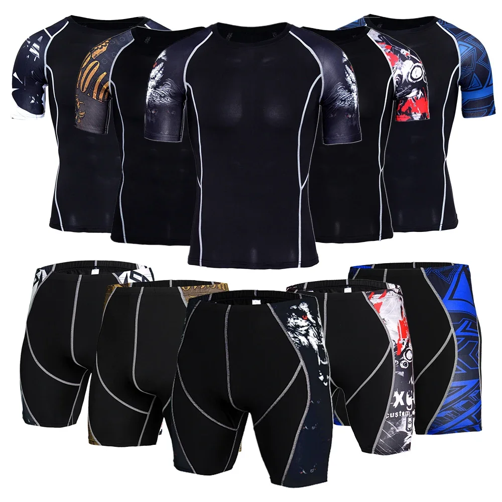 2022 Men Running 2Pcs Mens Set Sportswear Suit for Soccer Gym Fitness Men T-Shirts+Shorts Sets Short Sleeve Sports Sport Shirt