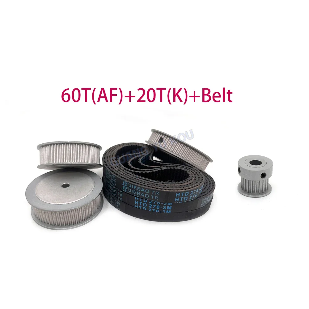 HTD3M Timing Pulley Kits 60Teeth 20Teeth Width 15mm 1:3 Reduction Ratio Synchronous Belt Optional Kits Combination HTD3M 60T 20T