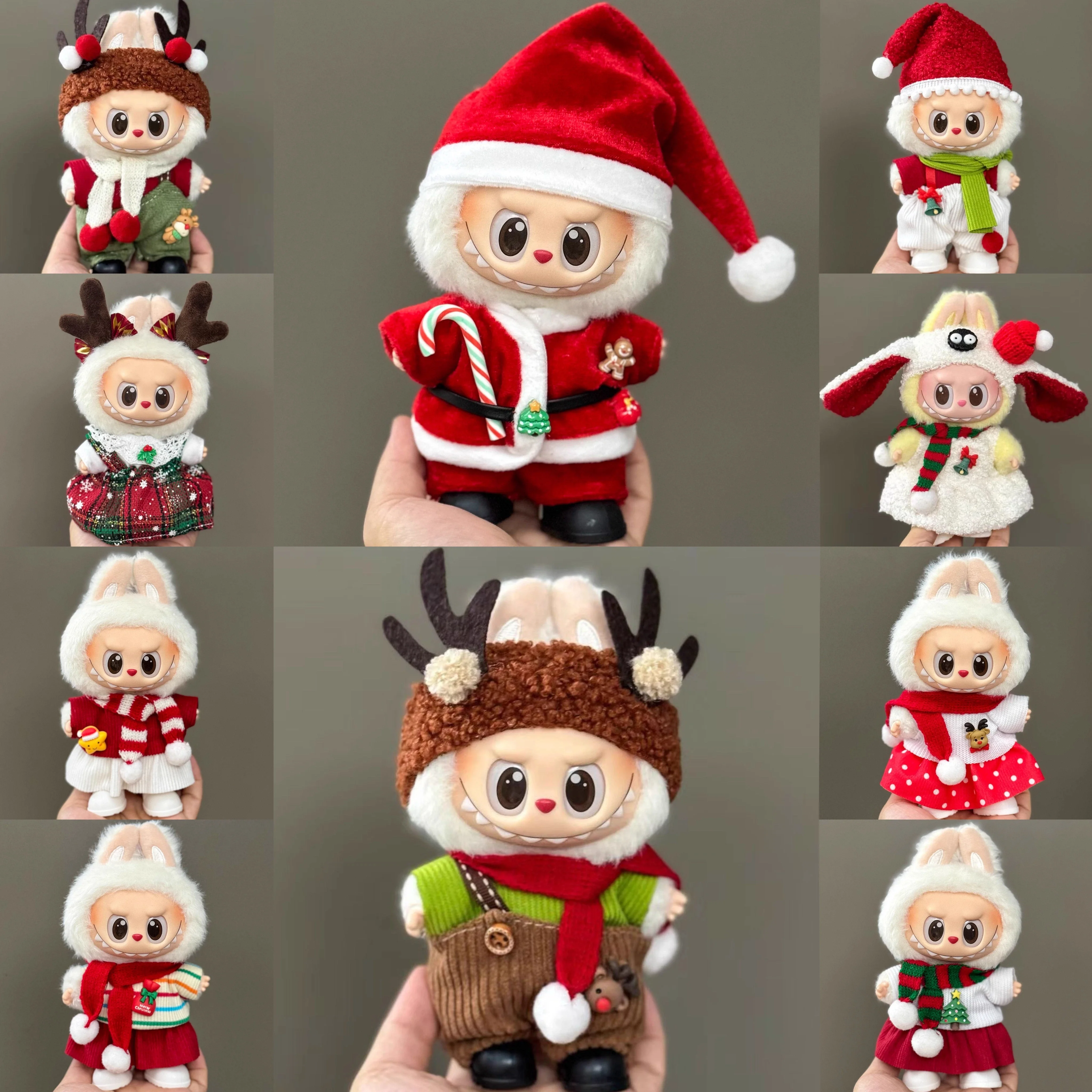 

Doll Clothes For 15-17CM Labubu Clothing Merry Christmas Hat Scarf Elk Snowman Set Mini Plush Doll Accessory New Year Dress Gift