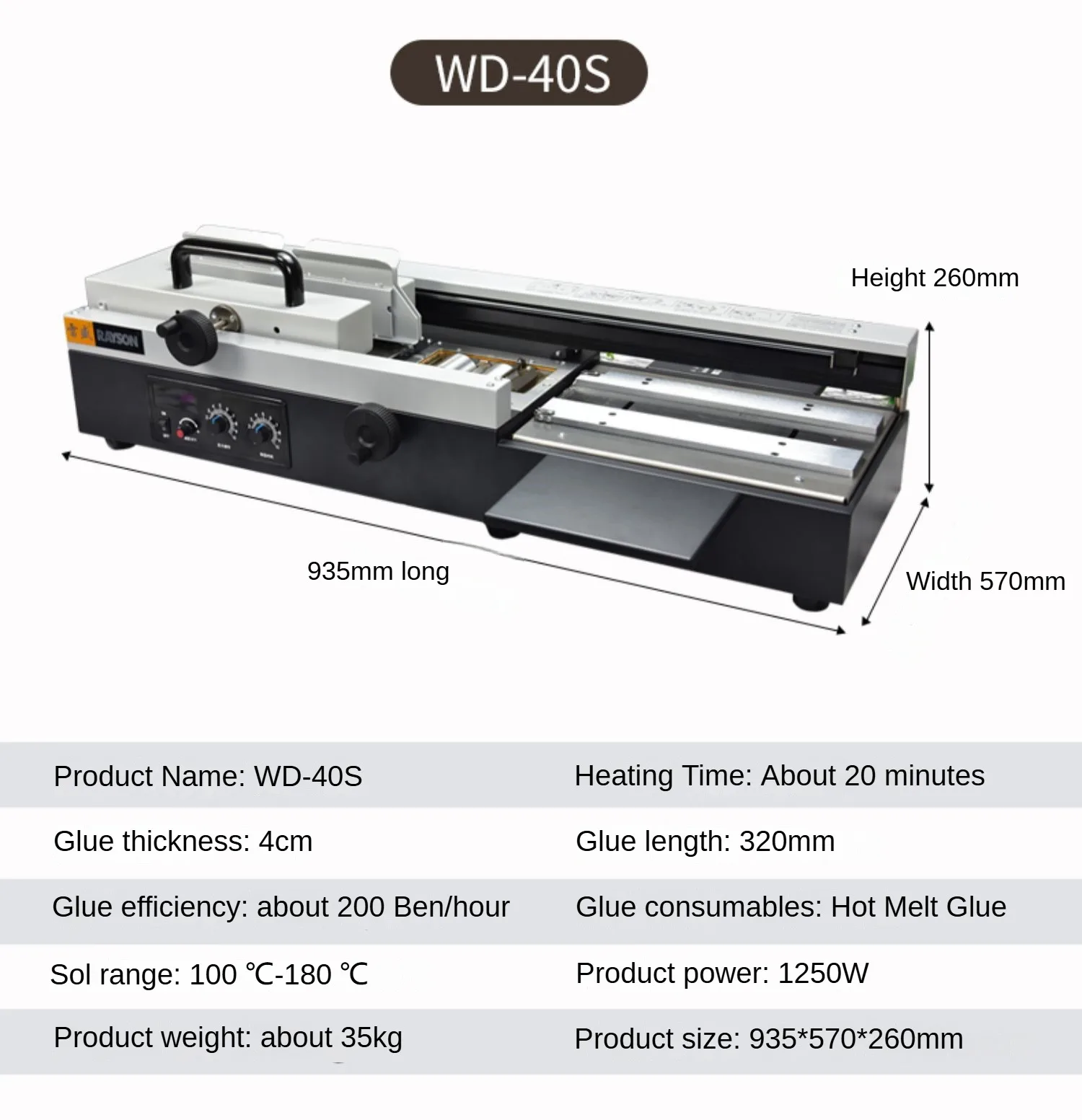 WD-40S Tragbare Desktop Single Roller Kleber Bindung Maschine Bindung Länge Automatische Hot Melt Perfekte Kleber Buch Bindung Maschine