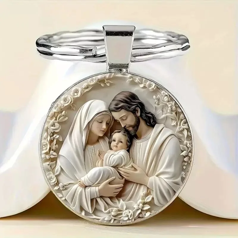 Stilvoller 5 Stile, 2D-Schlüsselanhänger mit kulturellem Jesus-Symbol, Taschenanhänger, Metallhalter, hängende Dekoration, viel Glück, Schlüsselanhänger, Schmuck