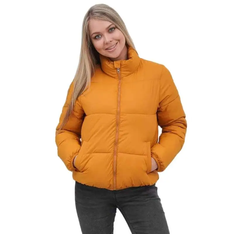 Chaqueta acolchada de algodón con cuello alto para mujer, abrigo de burbujas de gran tamaño, Parkas cálidas y sólidas, de oso a 15 grados