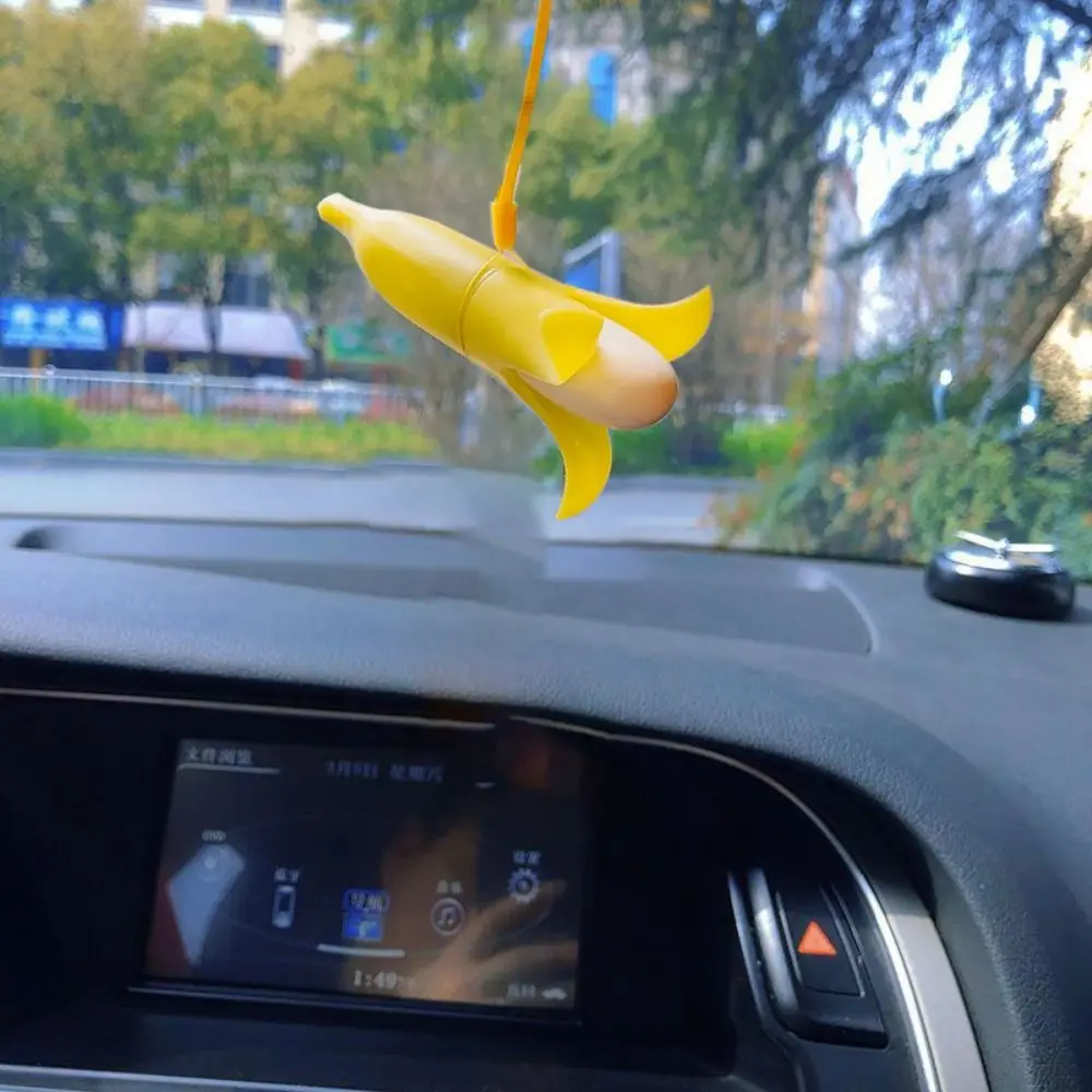 UV Temperature-Sensitive Color Changing Banana Pendant Telescopic Decorative Car Rearview Mirror Charms Plastic Turn Yellow