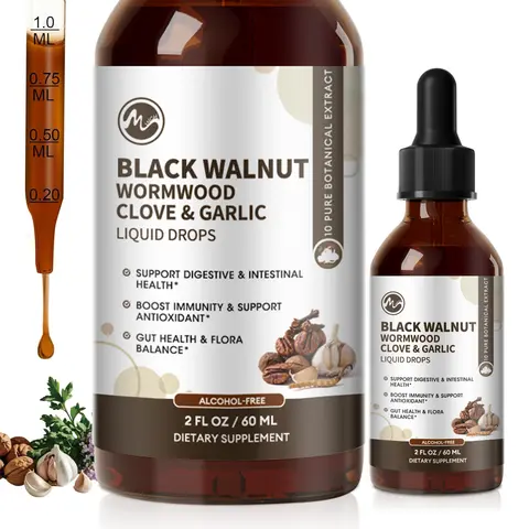 Black Walnut Drops Wormwood Tincture - with Clove, Berberine - Heart & Gentle Gut Cleanse & Digestive Health - Gut-Friendly
