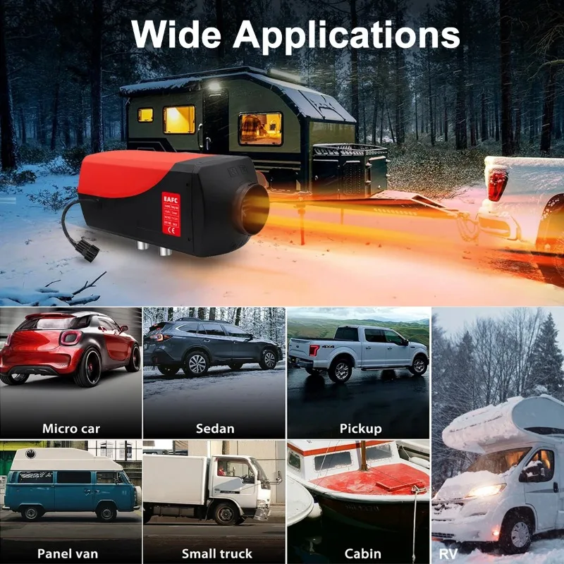 EAFC 5KW Diesel Air Heater Muffler Diesel Heater 12V/24V Remote Control Diesel Parking Heater with LCD Switch for Car Truck Boat