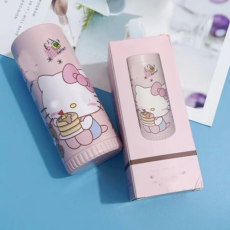 8 ชิ้น/ถัง Sanrio KT แมวชุดแปรงแต่งหน้ารูปการ์ตูน Kawaii Beauty แปรงสีชมพูเครื่องมือนักเรียนเริ่มต้น Blush แปรงของขวัญหญิง