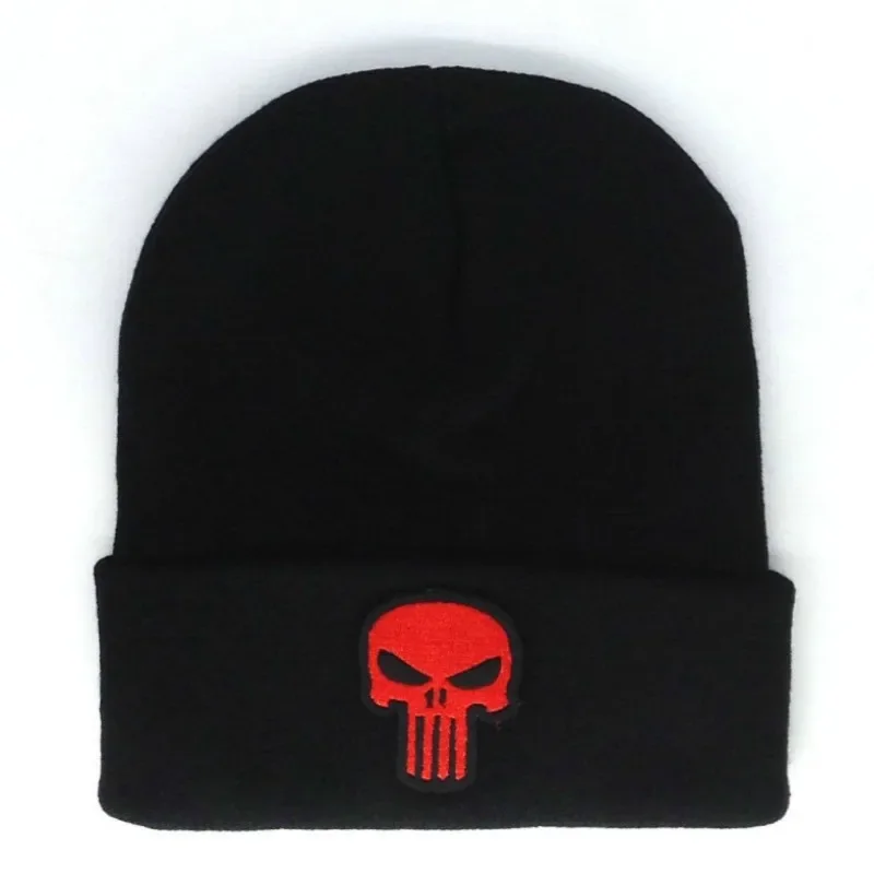 Winter Punisher Skull Embroidered Keep Warm Wool Hat Fashion Trend Knitted Hats For Men Autumn Skiing Couple Beanie Women Hood