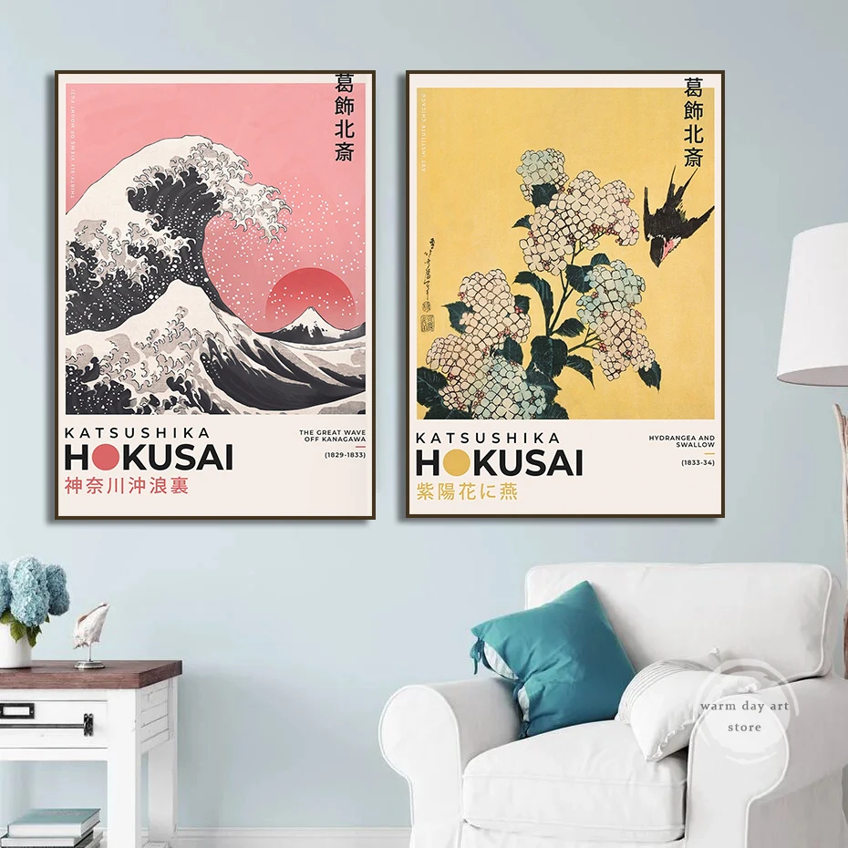 Japanese Katsushika Hokusai Canvas Painting Wall Art Poster Print Wave Mountain Picture for Room Interior Home Decor Cuadros