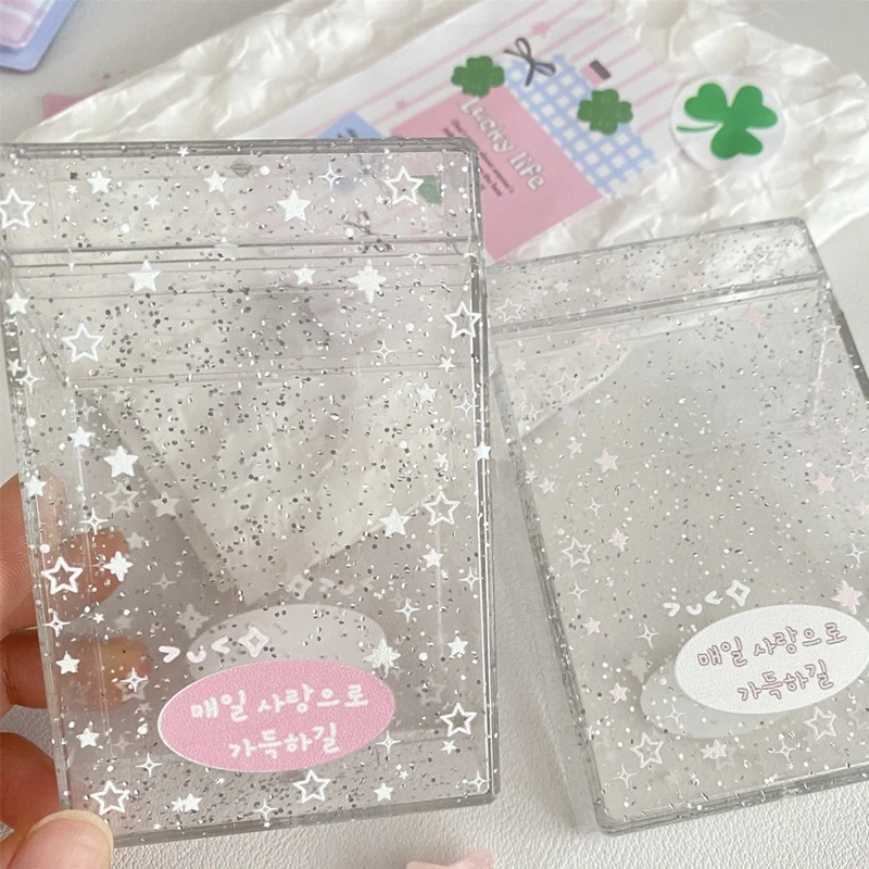 Ins Sparkling Star Photo Card Storage Box Kpop Card Storage Box Student Desktop Small Object Storage Organizer Case
