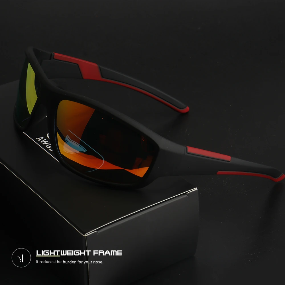 عدسات رياضية مستقطبة للرجال، عدسات PC غير قابلة للكسر، حماية نظارات سوداء عالية الجودة، والقيادة - إطار أسود، نظارات مستقطبة