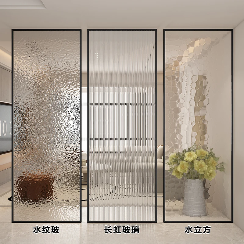 

Iron Changhong glass screen simple entry living room entrance stainless steel bathroom water ripple half wall partition wall