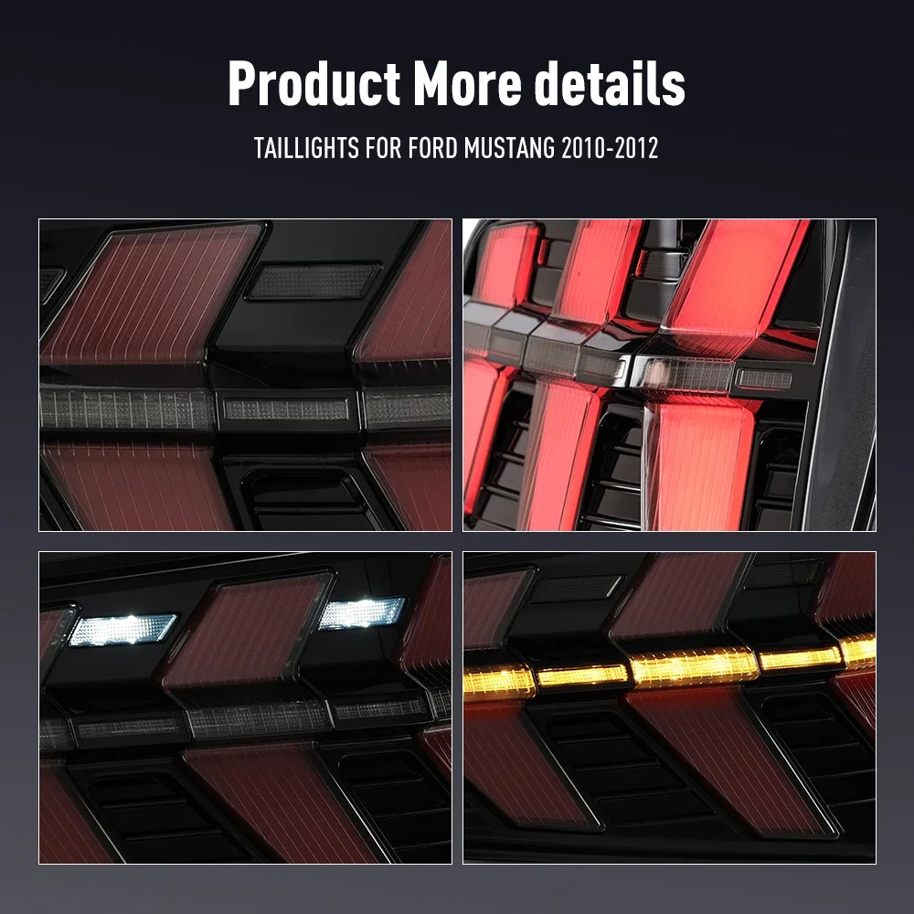1 комплект светодиодных задних фонарей для Ford Mustang 2010-2012, задние фонари с тормозом, задние противотуманные фары, указатель поворота