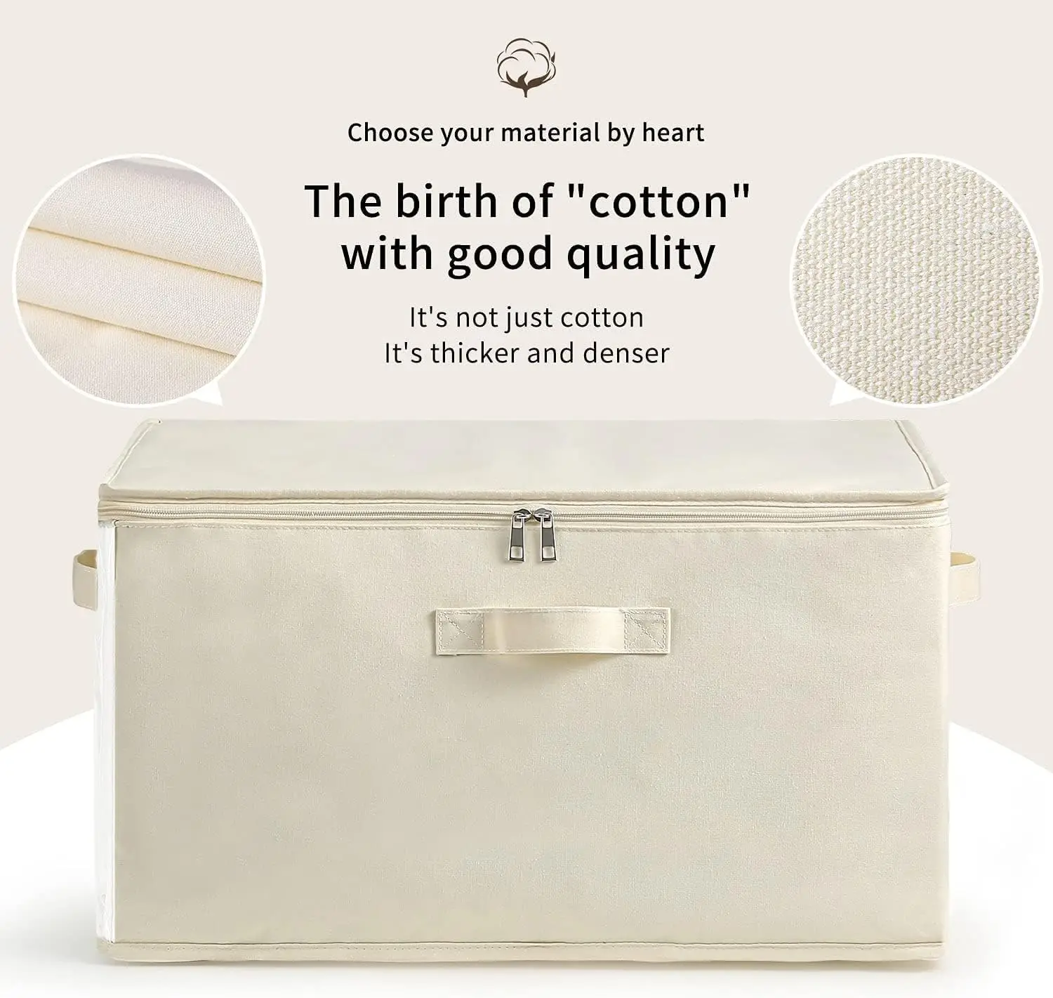 Large Canvas Storage Bags for Clothes and Blankets, 3-Pack with Dual Zippers and Handles