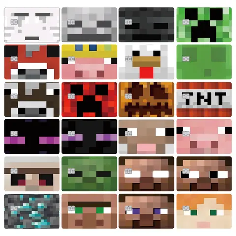 게임 MC 신용 카드 스킨 스티브 히어로브라이네 크리퍼 프로필 사진 무광 스티커 (VISA JCB 마스터카드 및 기타 IC 마그네틱 카드용)