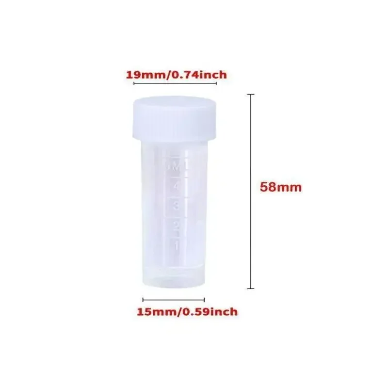 25-100Pcs Plastic Test Tubes Vials Sample Container 1-10ml Craft Screw Cap Bottles for Office School Chemistry Supplies Storage