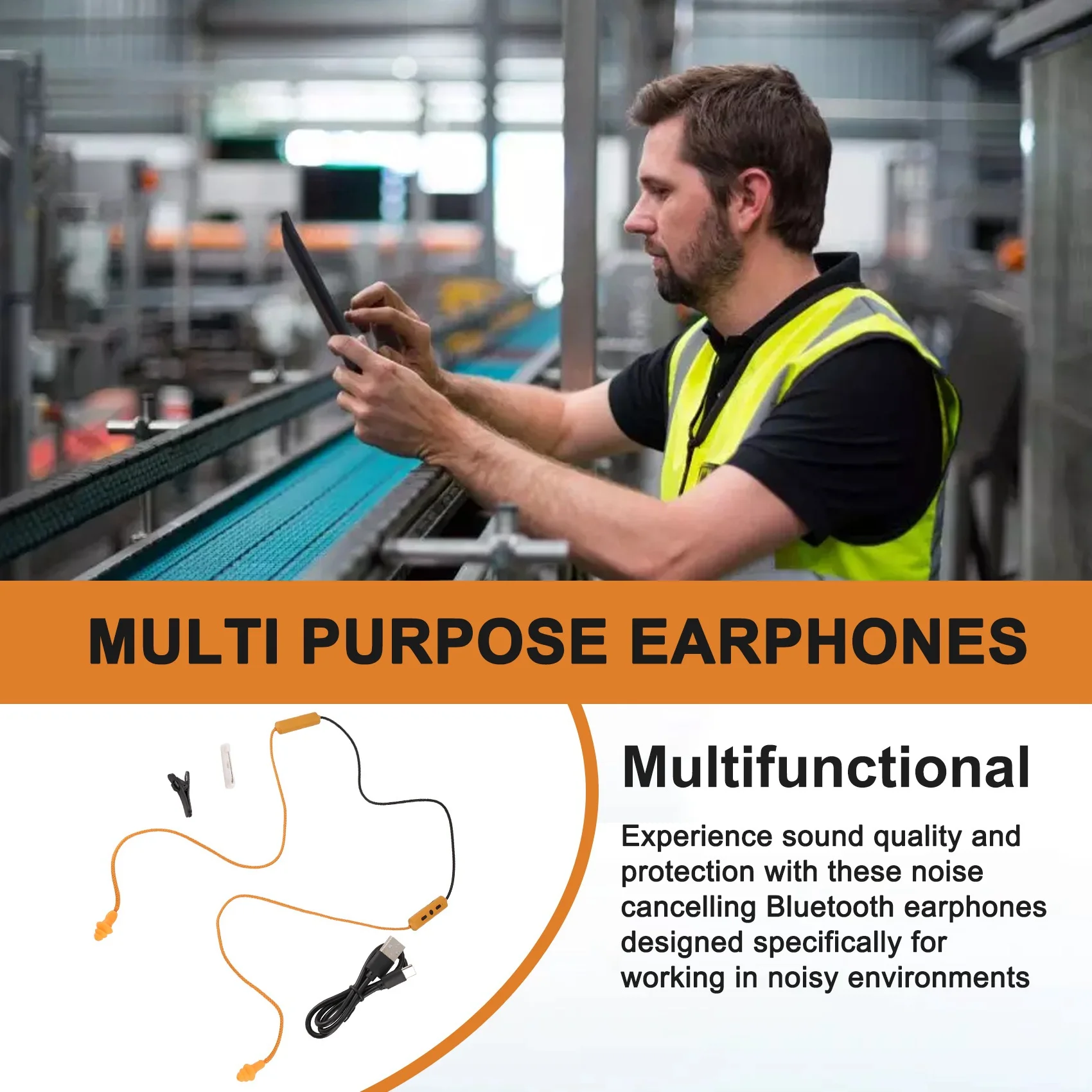 Ear Plugs Bluetooth Headset Noise Reduction Earphone for Work Hearing Protection Factory Construction Noisy Environment