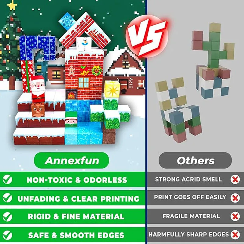 Costume de blocs de construction magnétiques de noël populaire, Cube magnétique du monde de la Mine pour enfants, jouet de construction DIY, cadeau de noël d'halloween