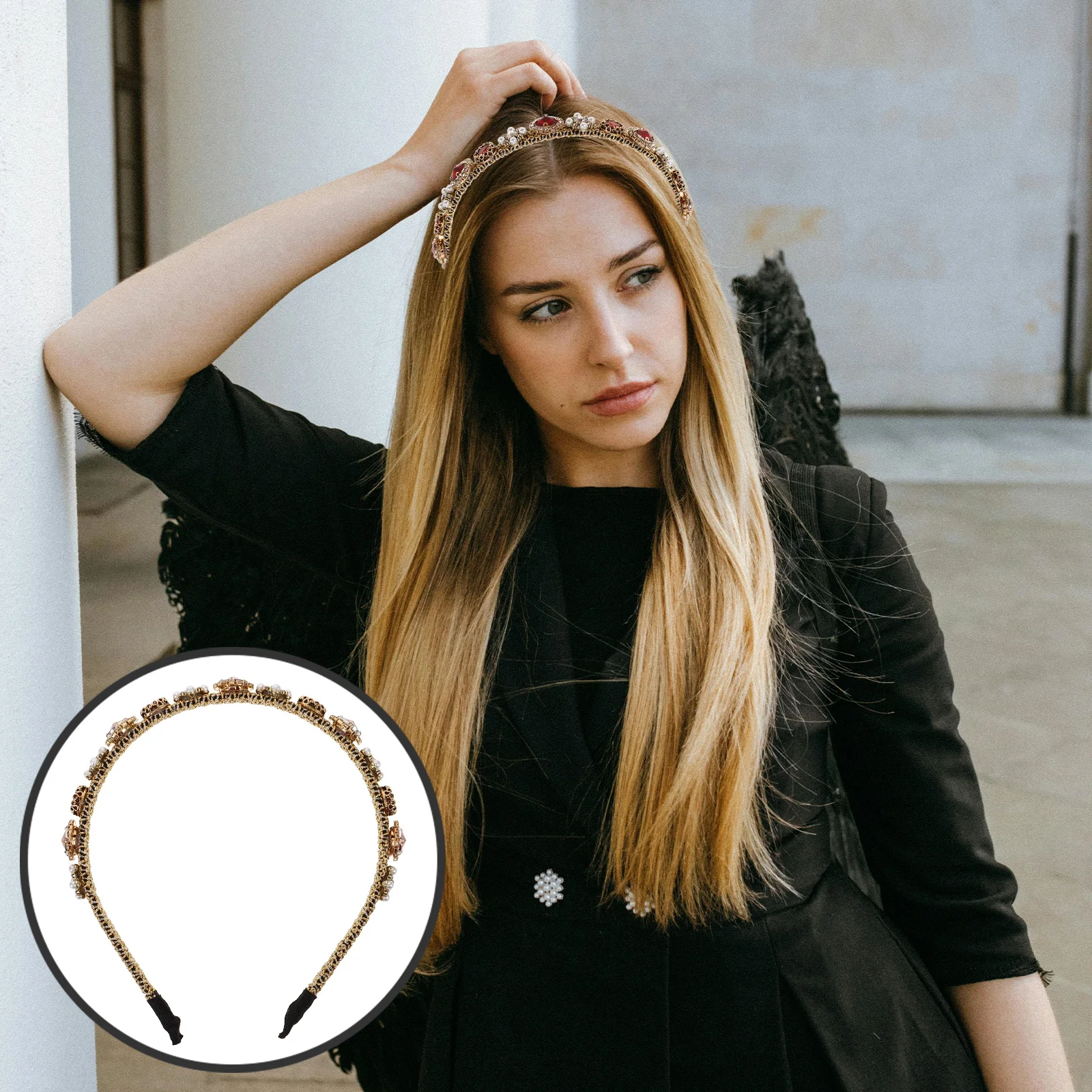 

1pc Delicate Pearl Hairband For Women Chic Stylish Hair Accessory Fashion Headwear Party Hair Hoop Red Color