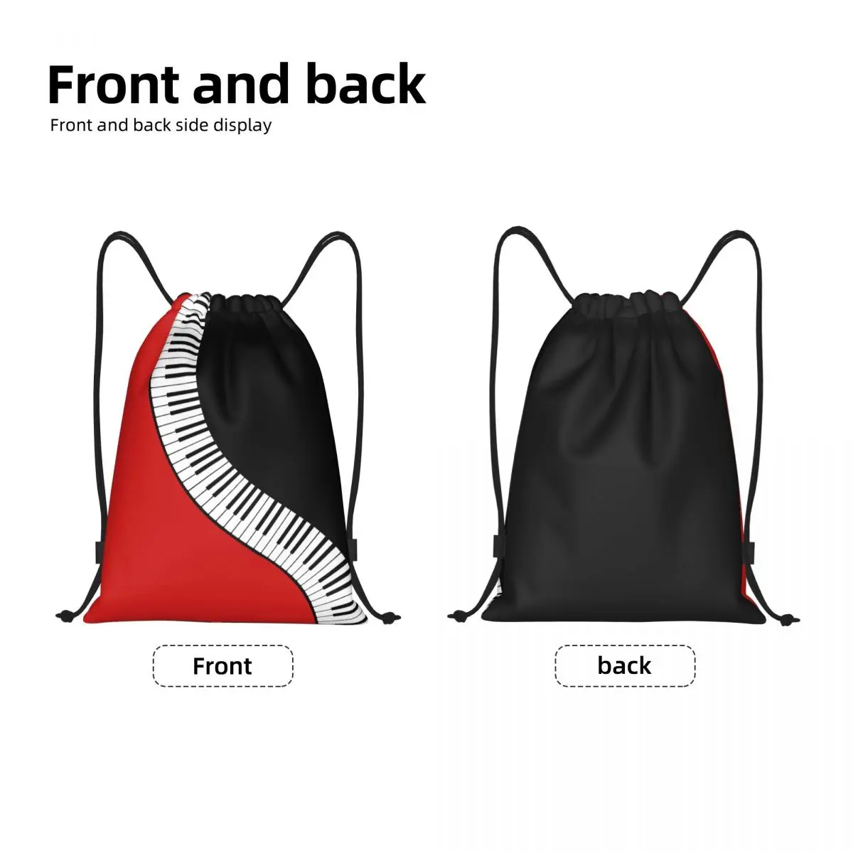 Custom Piano Keys Music Notes Drawstring Bag for Shopping Yoga Backpacks Women Men Sports Gym Sackpack