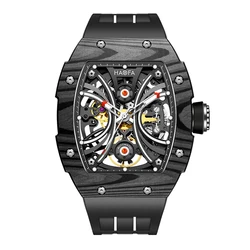 Haofa Skeleton Automatic Mechanical Watches for Men Sapphire Luminous Carbon Fiber Bezel Mens Watch orologio uomo Luxury 1909