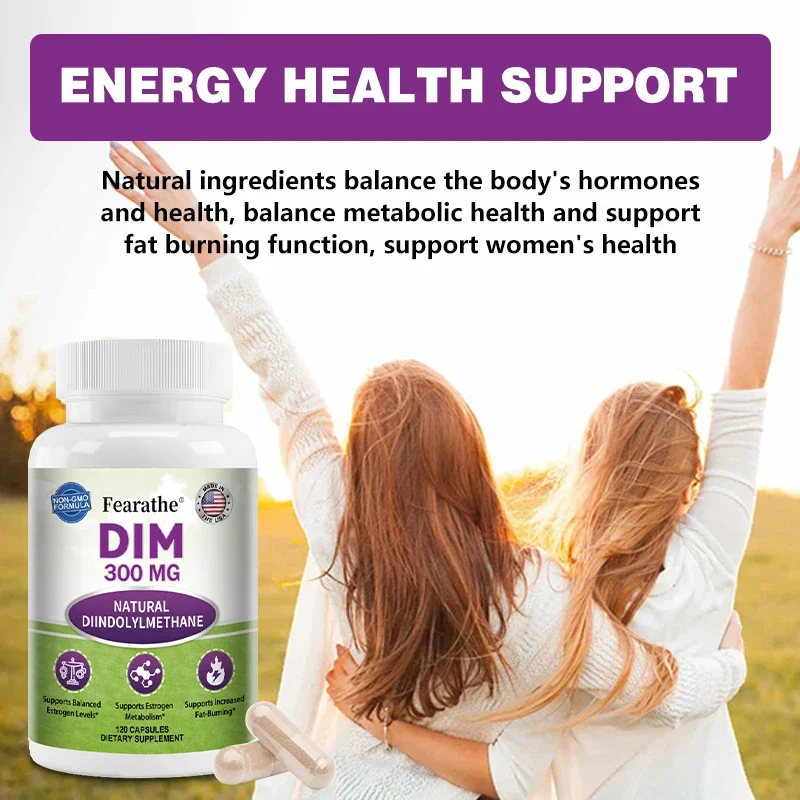 DIM Supplement for Women - Female Hormone Balance, Fat Burning, with BioPerine