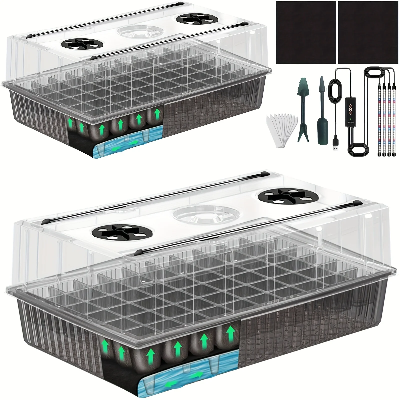 120-Cell Self-Watering Seedling Tray with Grow Light & Humidity Dome (4.07
