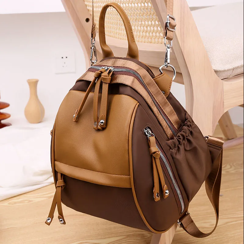 casual oxford cloth women backpack flower 2023 new Korean version soft leather shoulder crossbody bag women's girls small bag