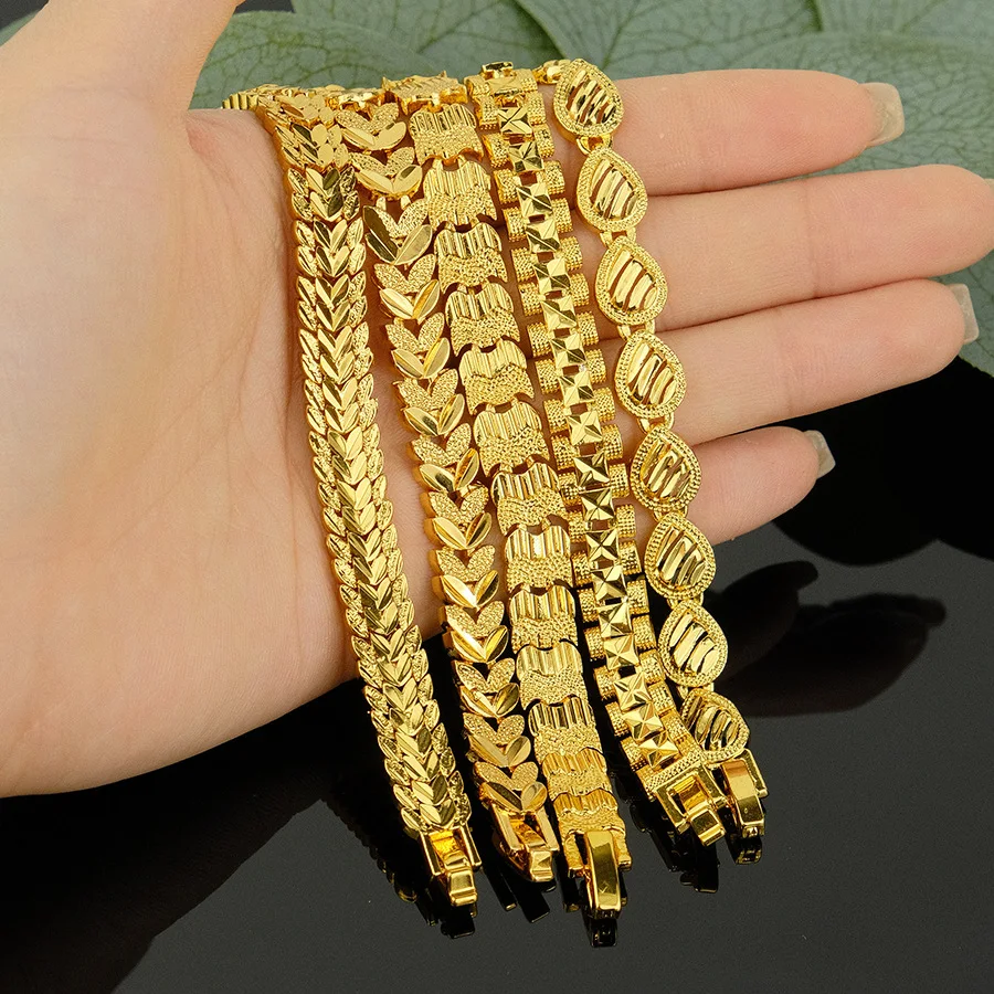 9999 Gold Lady Leaf-shaped Waterdrop Heart-shaped Concealed Clasp Necklace Women's Geometric Design Necklace Hand Chain