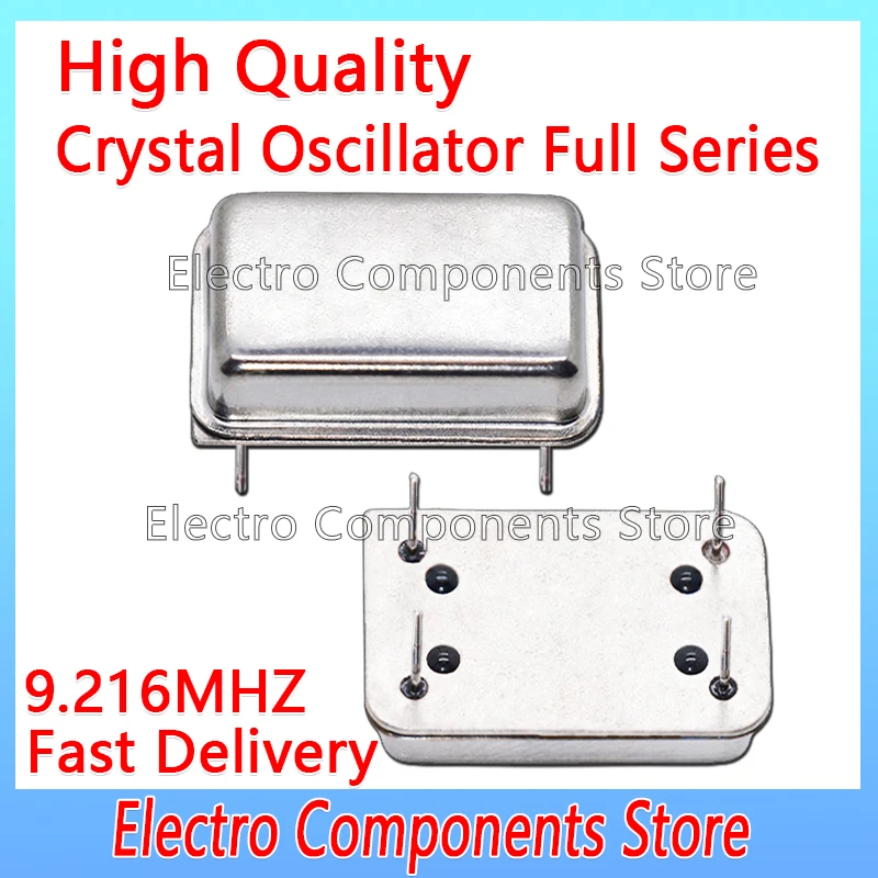 2PCS Crystal Oscillator Throught Hole Active Crystals 9.216MHz 9.216M OSC DIP-4 Rectangular Clock Vibration Full Size 4Pin