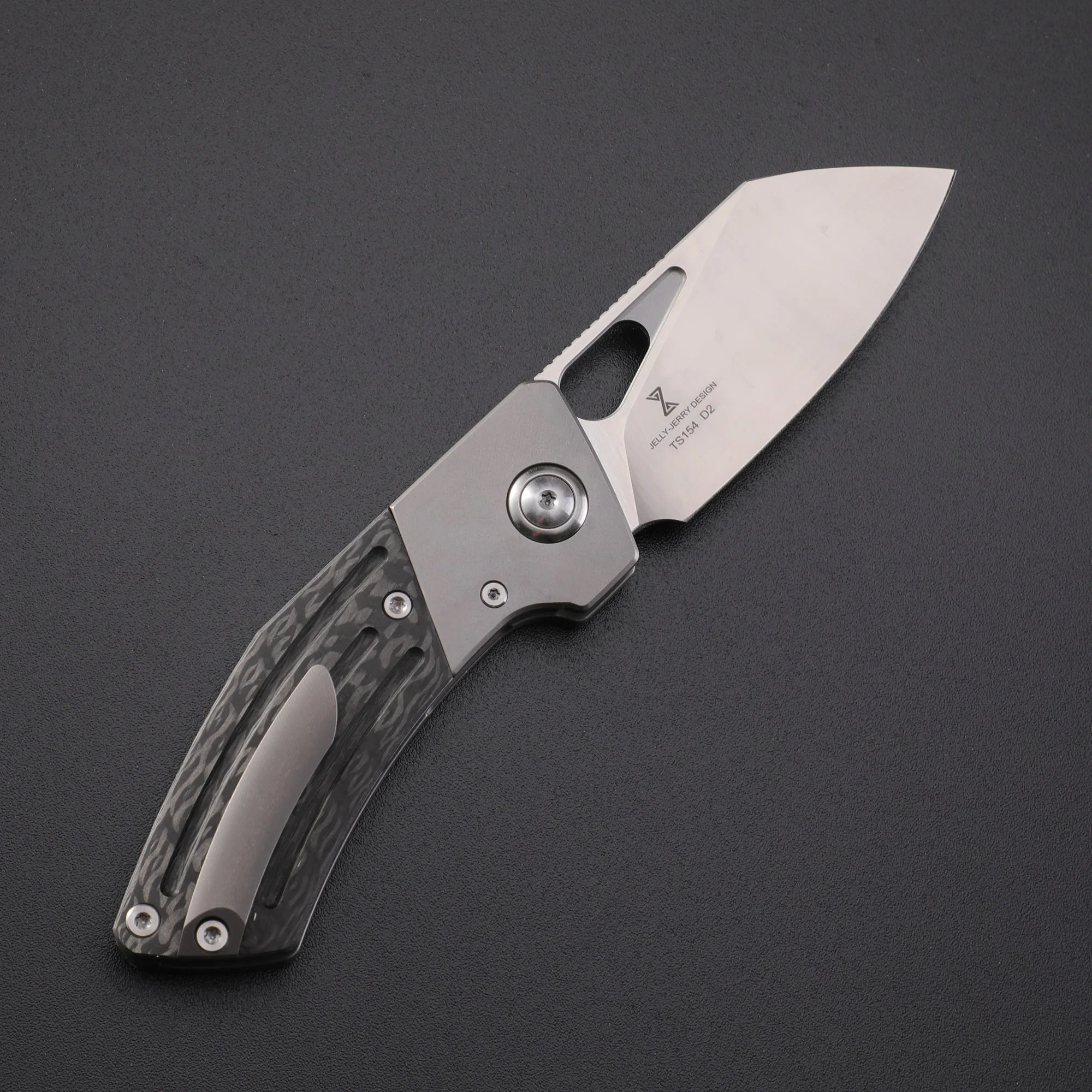 TWOSUN TS154 Titanium+carbon fiber Handle Folding Knife D2 Ball Bearings Outdoor Camping Survival Hunting EDC Tool