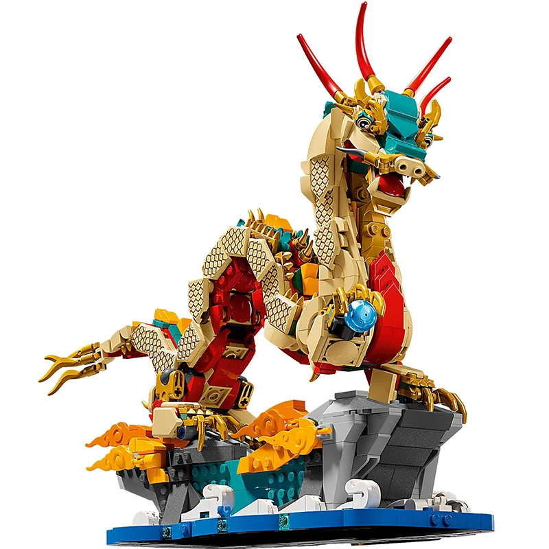 1171pcs Creative Series Auspicious Dragon Building Blocks Fortune Dragon Mech Bricks Compatible 80112 Chinese New Year Boy Gifts