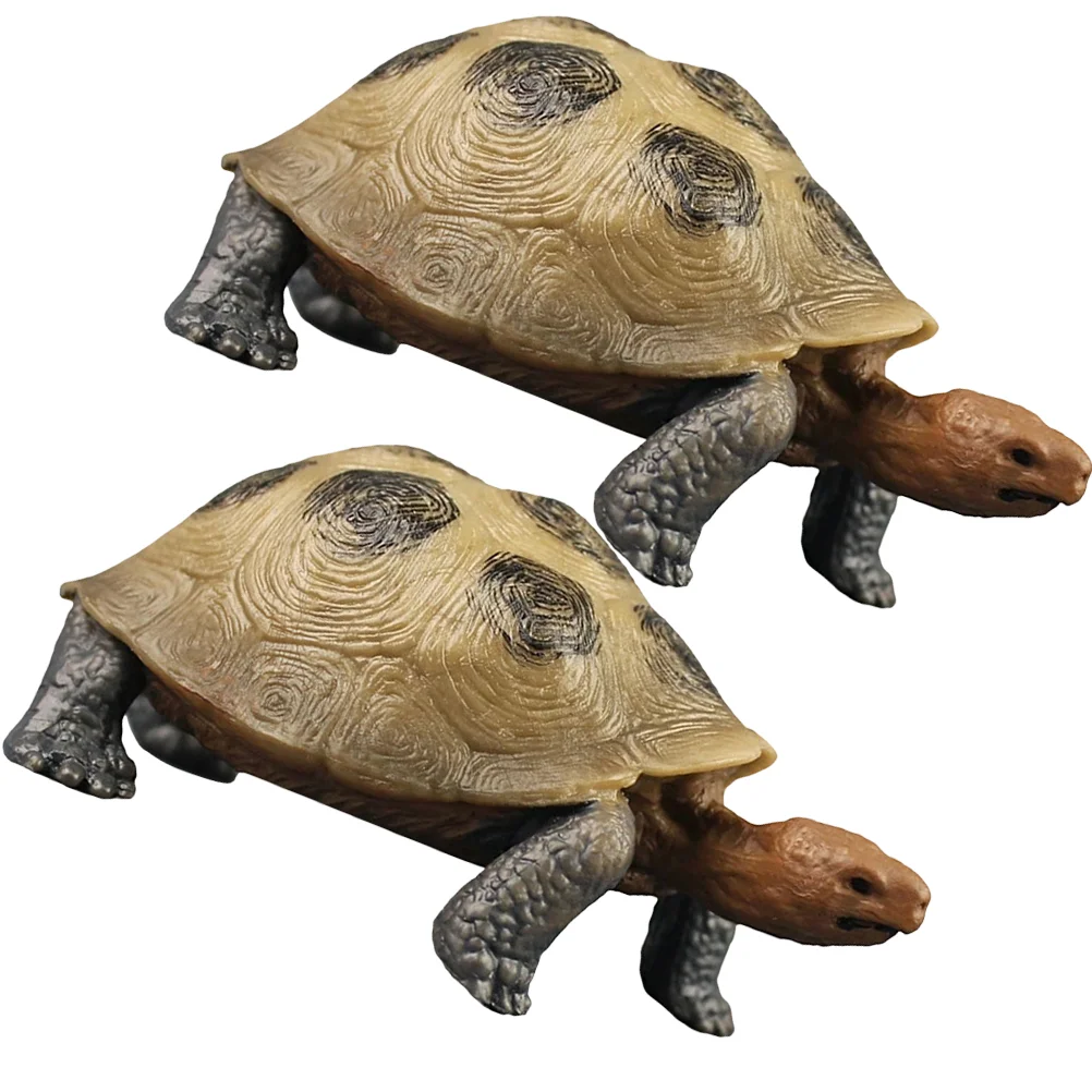 

2 Pcs Simulation Turtle Mini Standing Tortoise Model Toys Miniature Sea Cognitive Decorative Animal