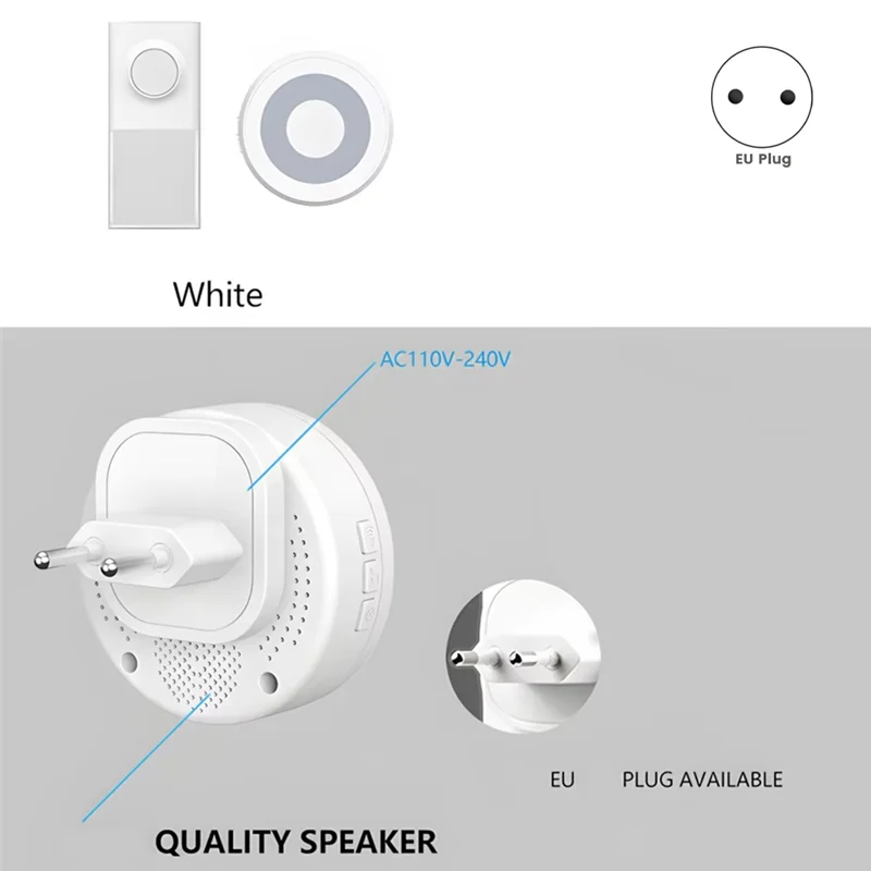 BNVN-Tuya WIFI Wireless Doorbell Outdoor IP65 Waterproof 200M Wireless Home Door Bell Chime 58 Songs Welcome Dingdong EU-Plug