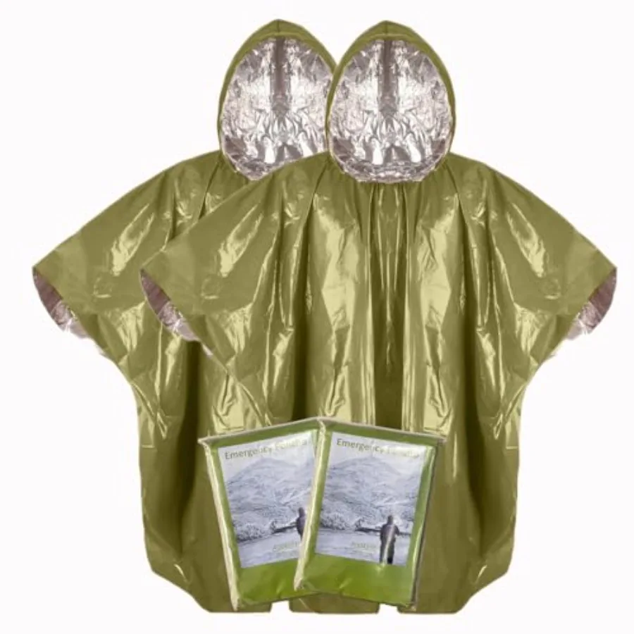 

Thickened Emergency Rain Poncho, Thermal Poncho Survival Blankets Reusable Survival Ponchos for Camping, Hiking