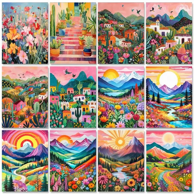 

SDOYUNO Diy Frame Paint By Numbers Kits Mountain Scenery Diy Painting By Numbers On Canvas Draw Painting For Home Decor Gift