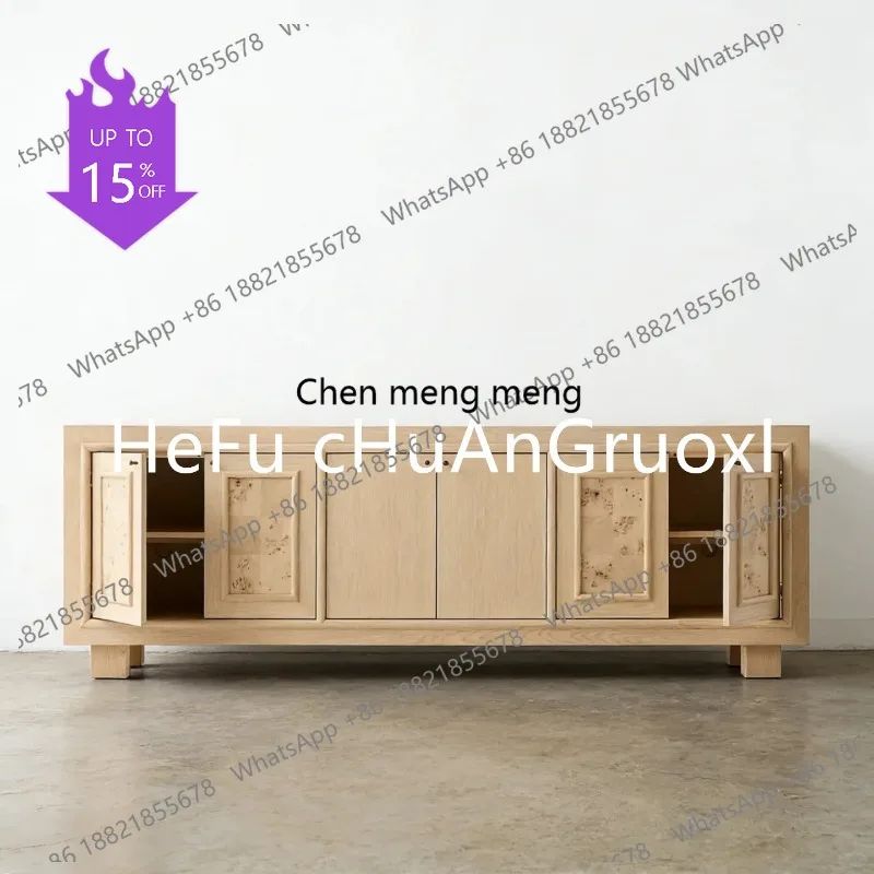 M45 Medieval style solid wood tree tumor bark TV cabinet swing door solid wood dining side cabinet living room locker