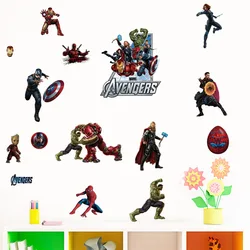 Cartoon avengers wall stickers living room bedroom wall decoration Super hero movie poster DIY wall stickers for kids rooms