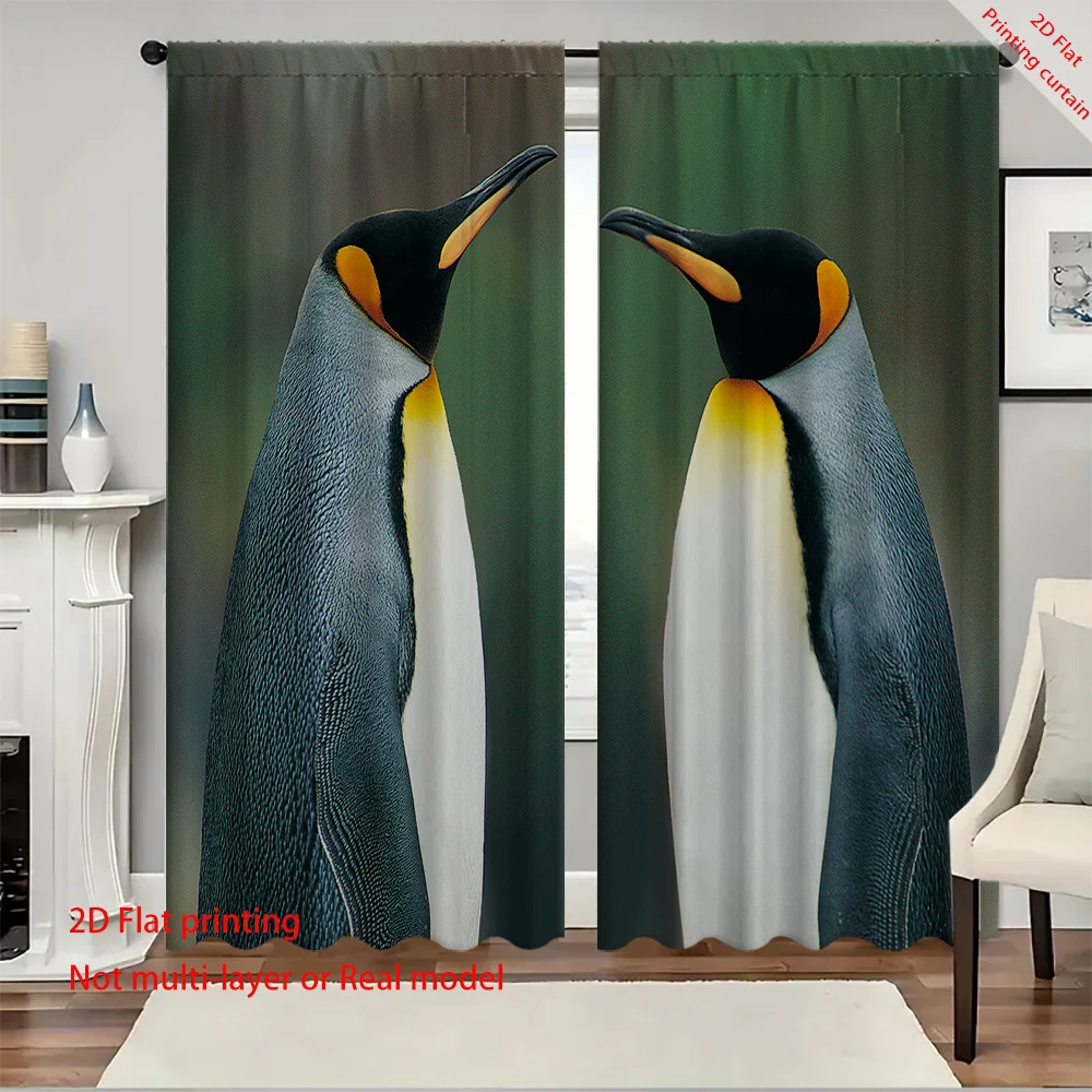 Penguin printed curtains, flamingo home decor sunshades, suitable for dormitories, offices, bedrooms, and living rooms