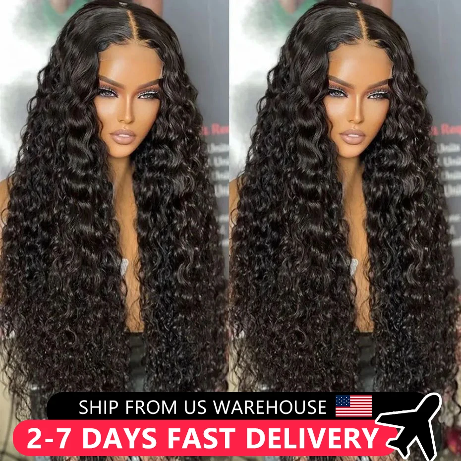 30 32 Inch HD Transparent 4x4 Lace Closure 180% Deep Wave Wigs for Women Human Hair 13x4 13x6 Lace Front Curly Wig Pre Plucked