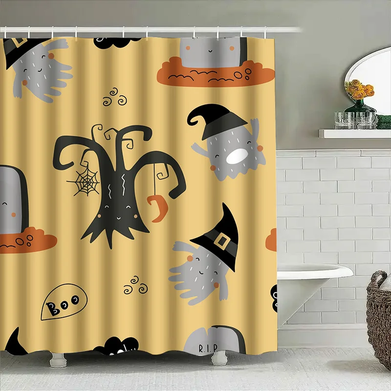 

Tuniu милый Хэллоуин детский занавеска для душа мультфильм паук тыква полосатый декор для ванной комнаты