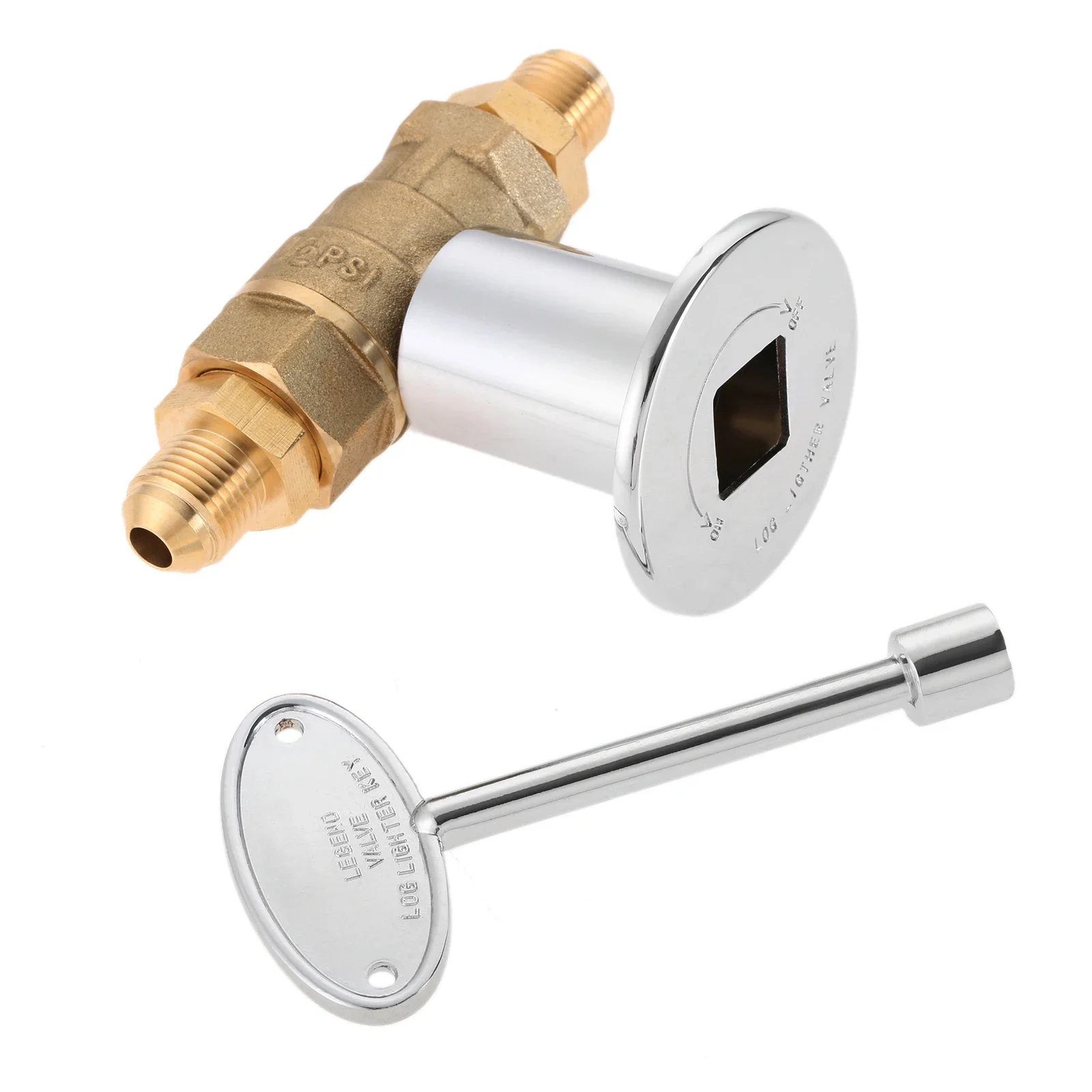 1 conjunto de 1/2 polegadas em linha reta quarto-turn gás shut-off válvula kit com cromo flange, chave de 3 polegadas e 3/8 masculino flare x 1/2 npt encaixes