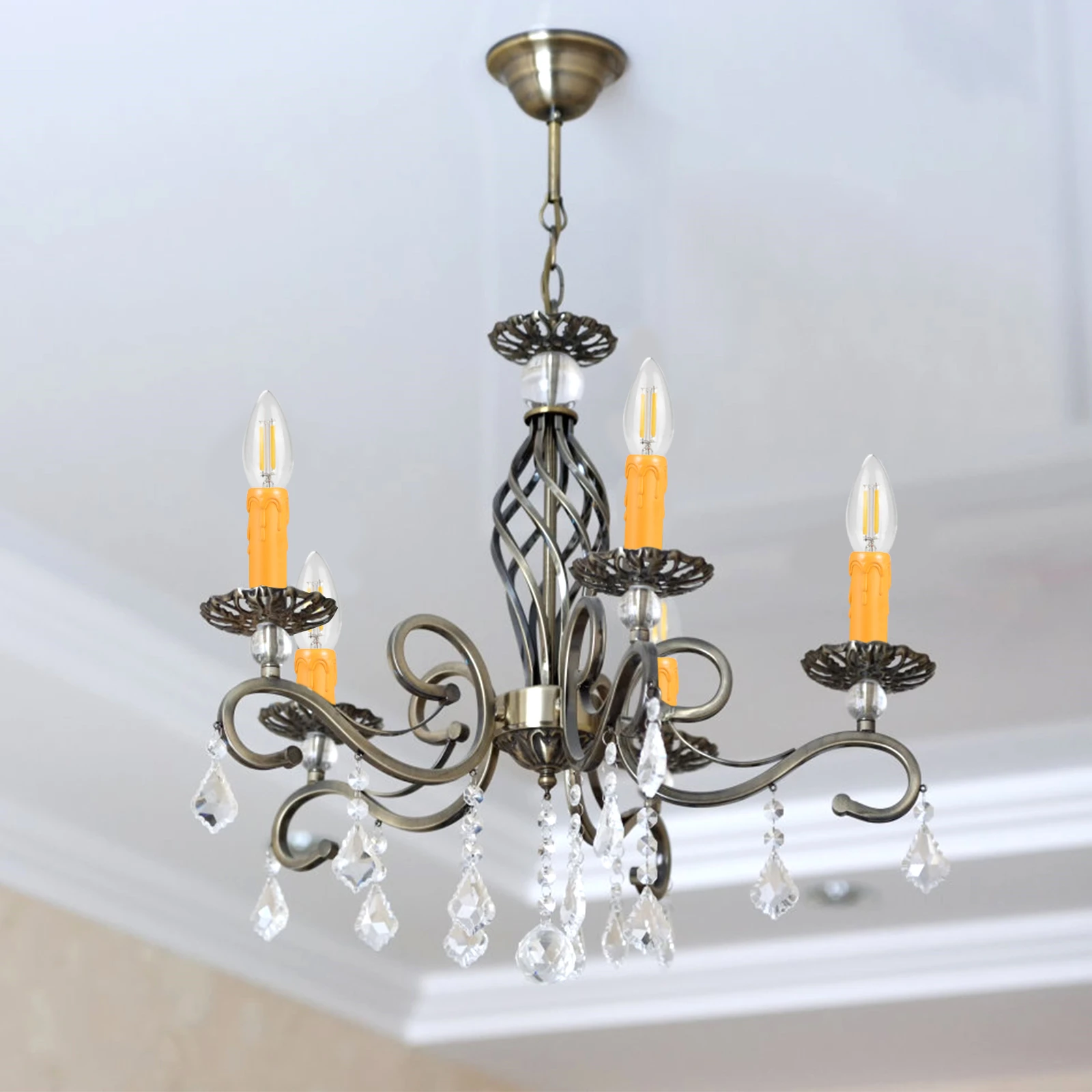 

20 pcs Chandelier Covers Casing Holder Yellow Plastic Vintage Socket Sleeves Waterproof Lightweight Drip Protection Socket
