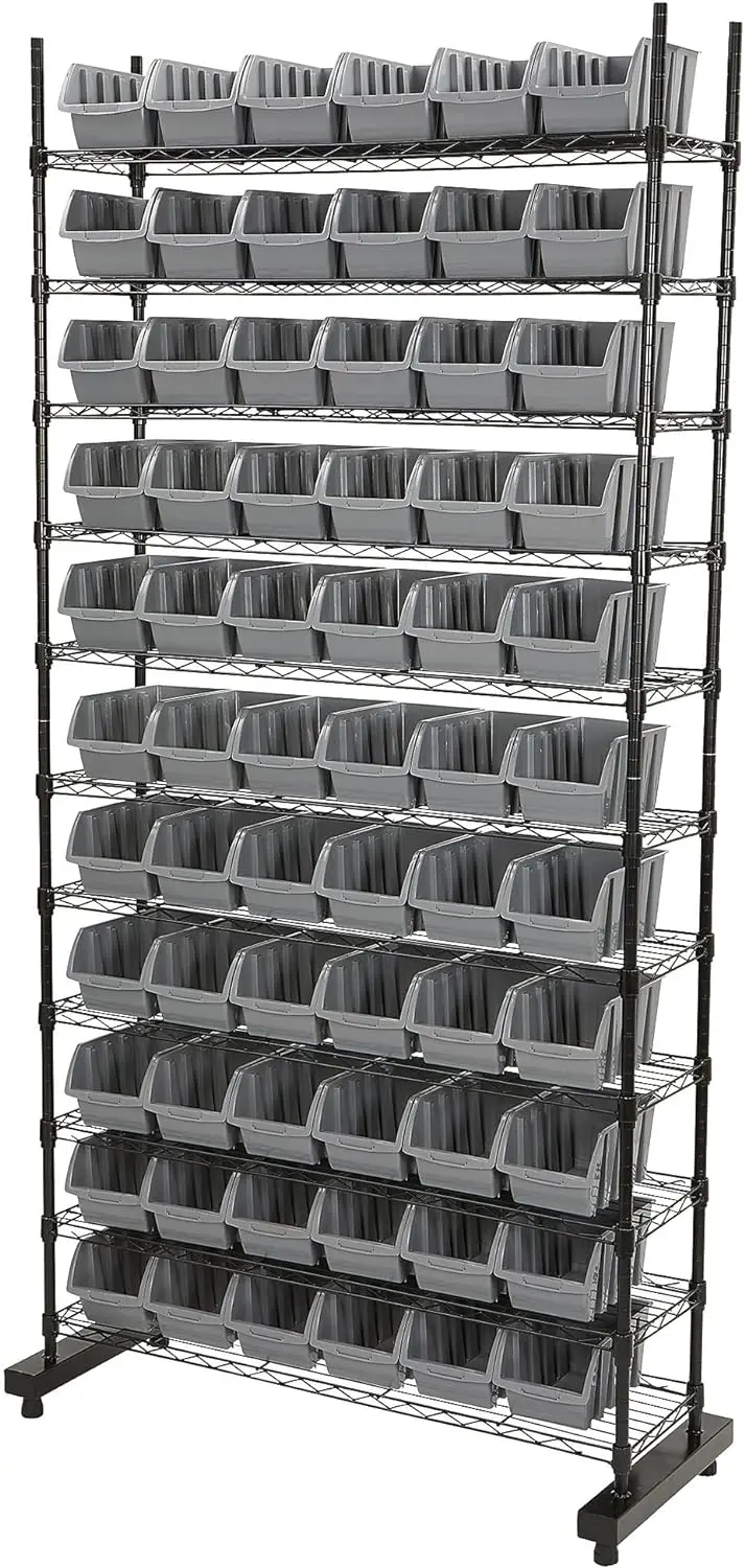 

Strongway Wire Shelving Rack, Shelf Storage Bins Wire Shelving Rack With 12-Tier Single-Sided Design, Storage Bins For Shelves