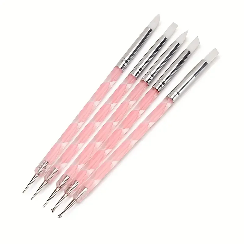 

5pcs Professional Nail Art Pens with Stainless Steel Tips Dual-Ended Dotting & Painting Tools Precision Tips Nail Tech Supplies