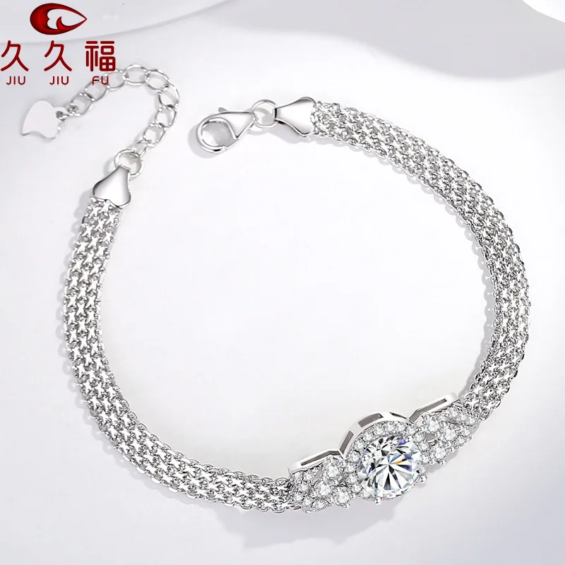 Gentle Cake Round Bag Bracelet for Women, PT950 Platinum with Moissanite, bring comfortable allergy-free wearing experience.