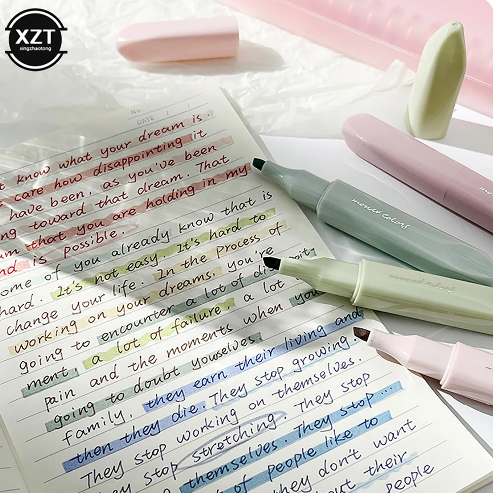 4PCS Monet Color Highlighter Pen Student Stationery Colorful Marker Highlighter Marker Tool Student Stationery Office Learning
