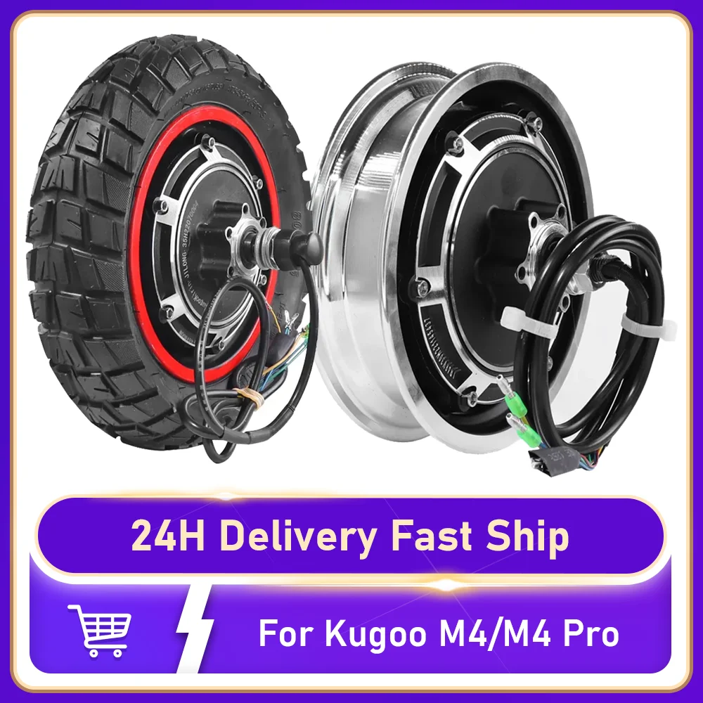 

48V 500W Brushless Hub Motor with 80/65-6 Outer Tire | 10 Inch Wheel Replacement for Kugoo M4/M4 Pro Electric Scooter Parts