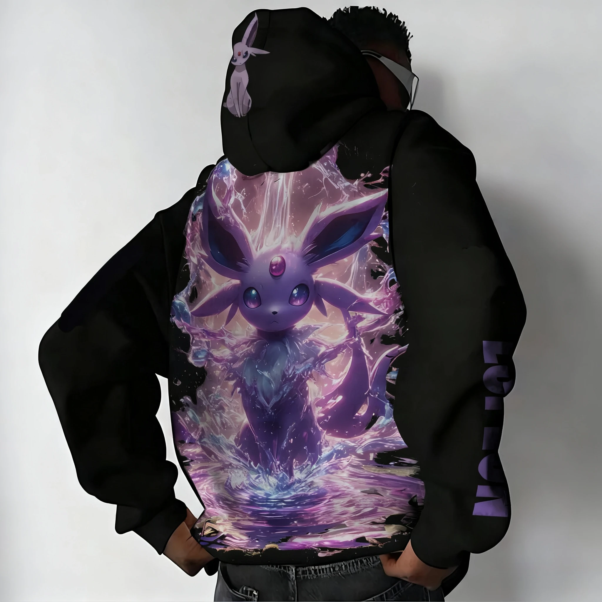 

Pokémon Anime Co Branded Hoodie 2025 Autumn/Winter Men's New Espeon Printed Hip Hop Trend Casual Loose Parent Child Sweater Top