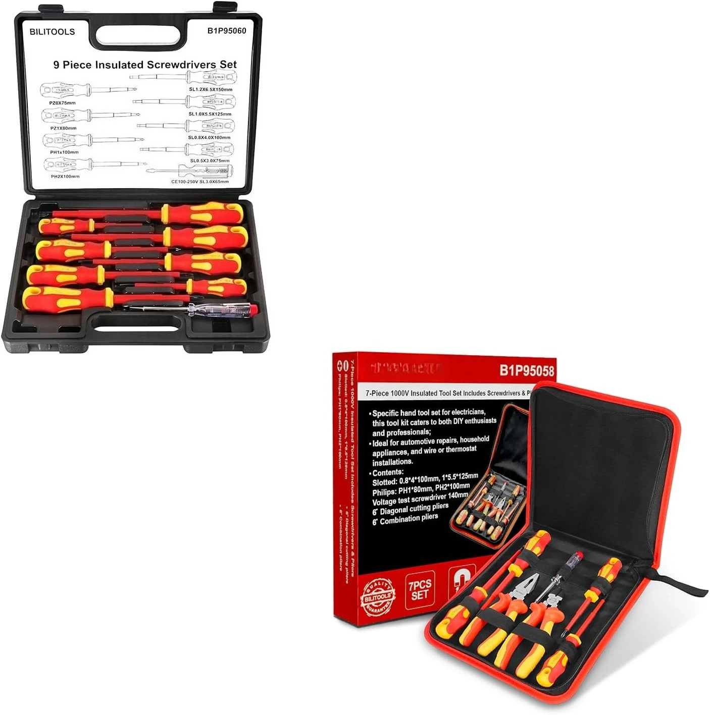 Insulated Screwdriver & Pliers Set, 1000V Electrical Tools for Electrician Magnetic Phillips Slotted Tips·Free Shipping