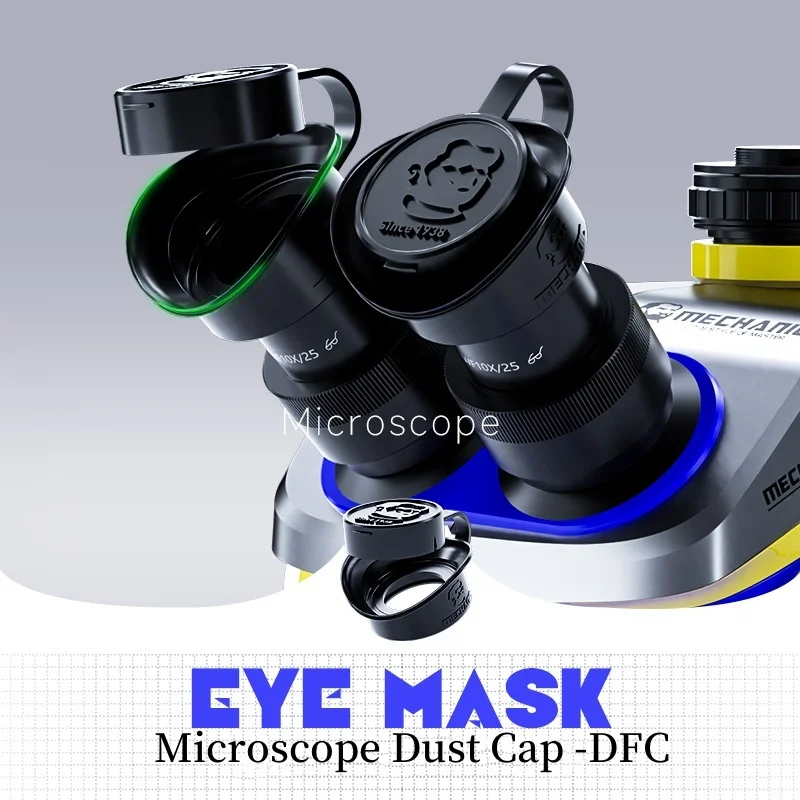 Máscara de ojos microscópica de silicona DFC mecánica, antipolvo/humo, diseño ergonómico para lentes oculares WF10X25, accesorio de herramienta de reparación de laboratorio